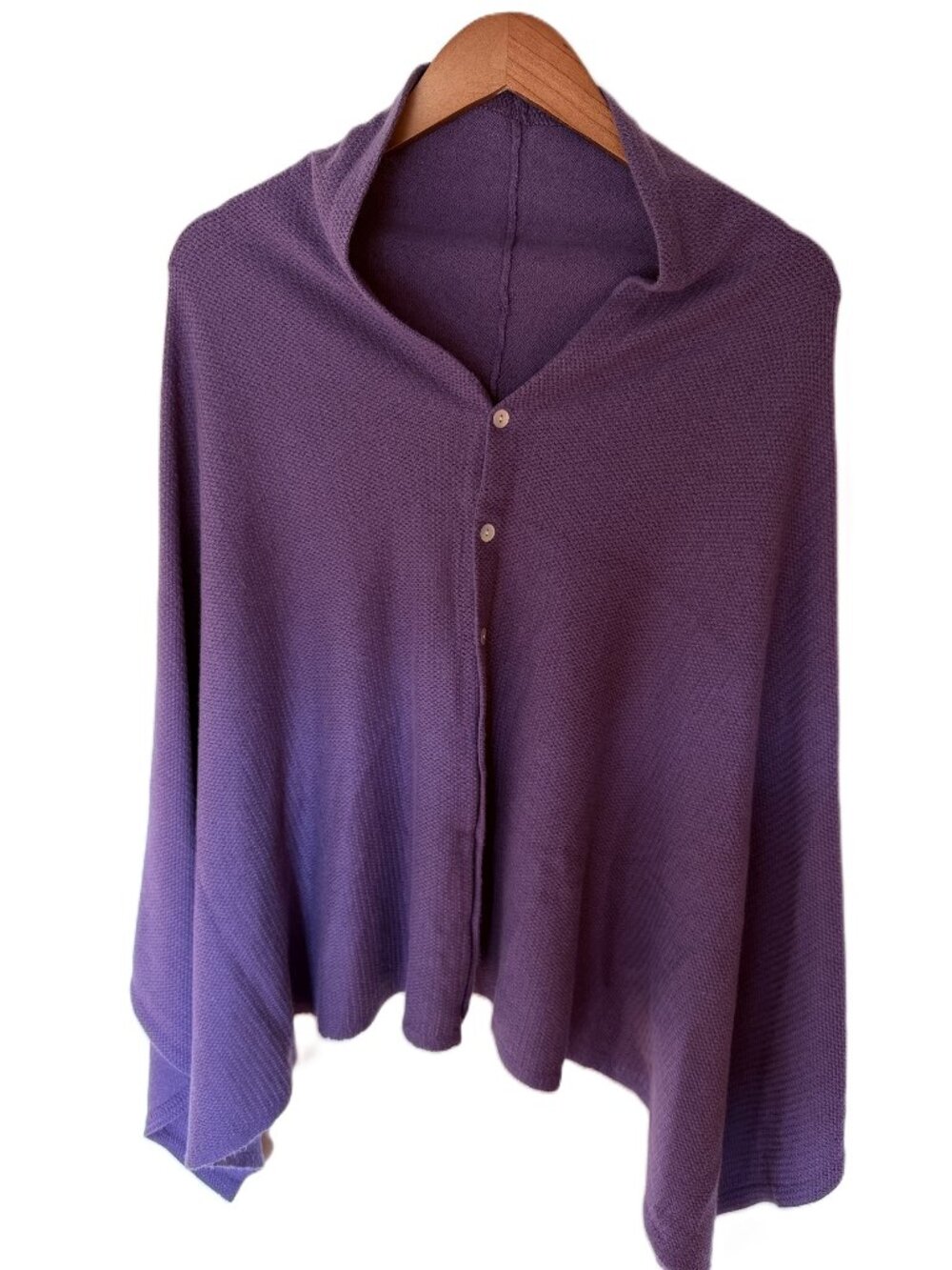 Unbranded Purple Wool Blend Button Front Poncho, One Size